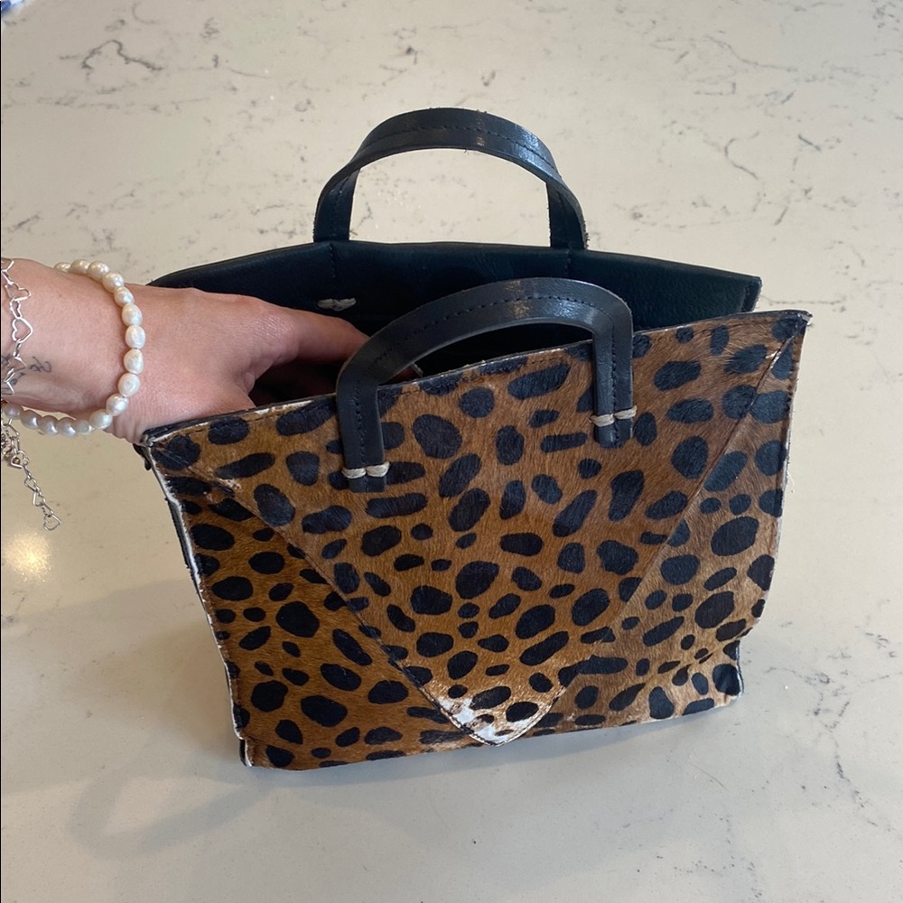 Clare V leopard print box tote fair used condition
